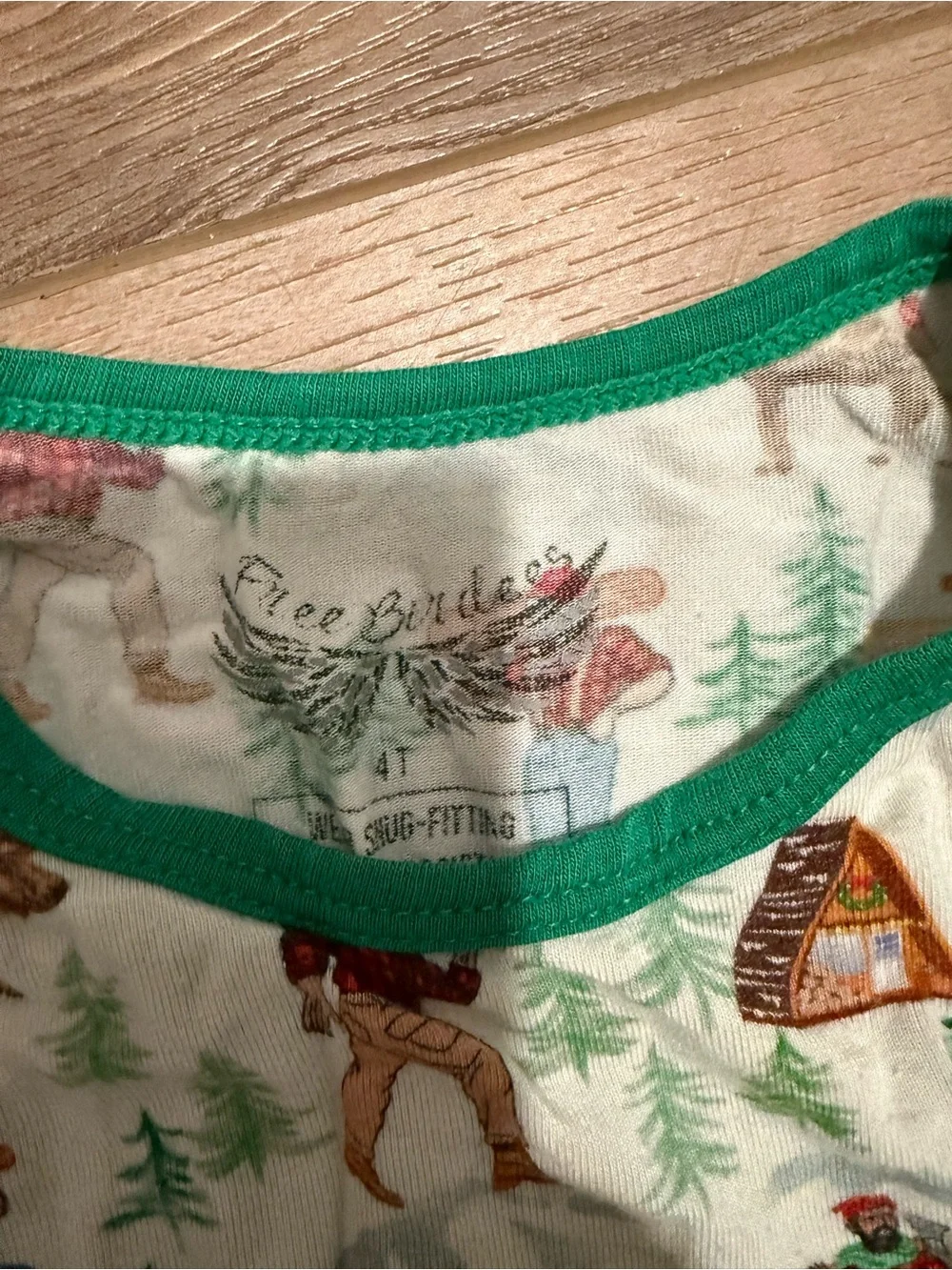 Kids Long-Sleeve Woodland Print Pajama Set - Green Trim